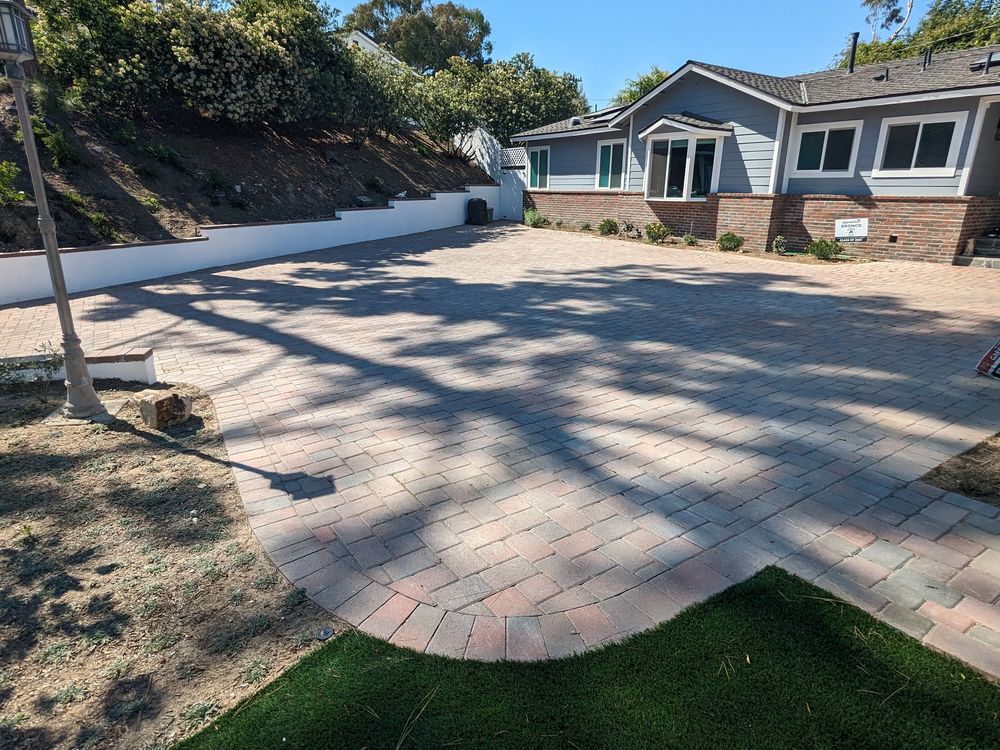 Large paver area beside the house, Rolling Hills Estates (2023)